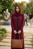 Sophisticated Maroon Abaya with Black Detailing