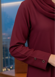 Professional Maroon Button-Front Abaya — My Link for ALL
