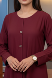 Professional Maroon Button-Front Abaya — My Link for ALL