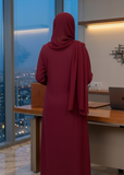 Professional Maroon Button-Front Abaya — My Link for ALL