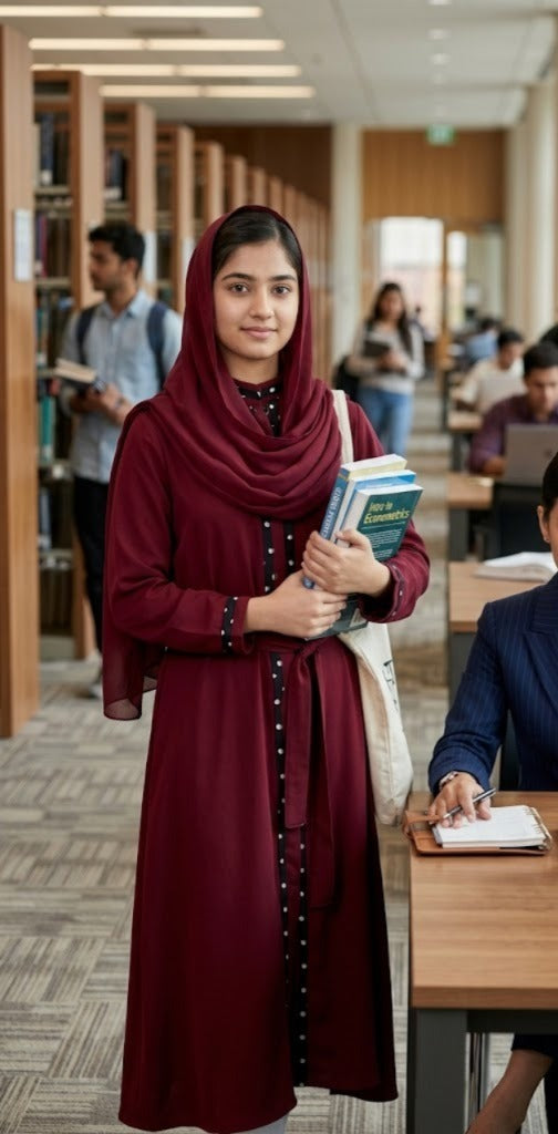 The Polka-Dot Accent Abaya