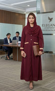 The Patterned Accent Maroon Abaya