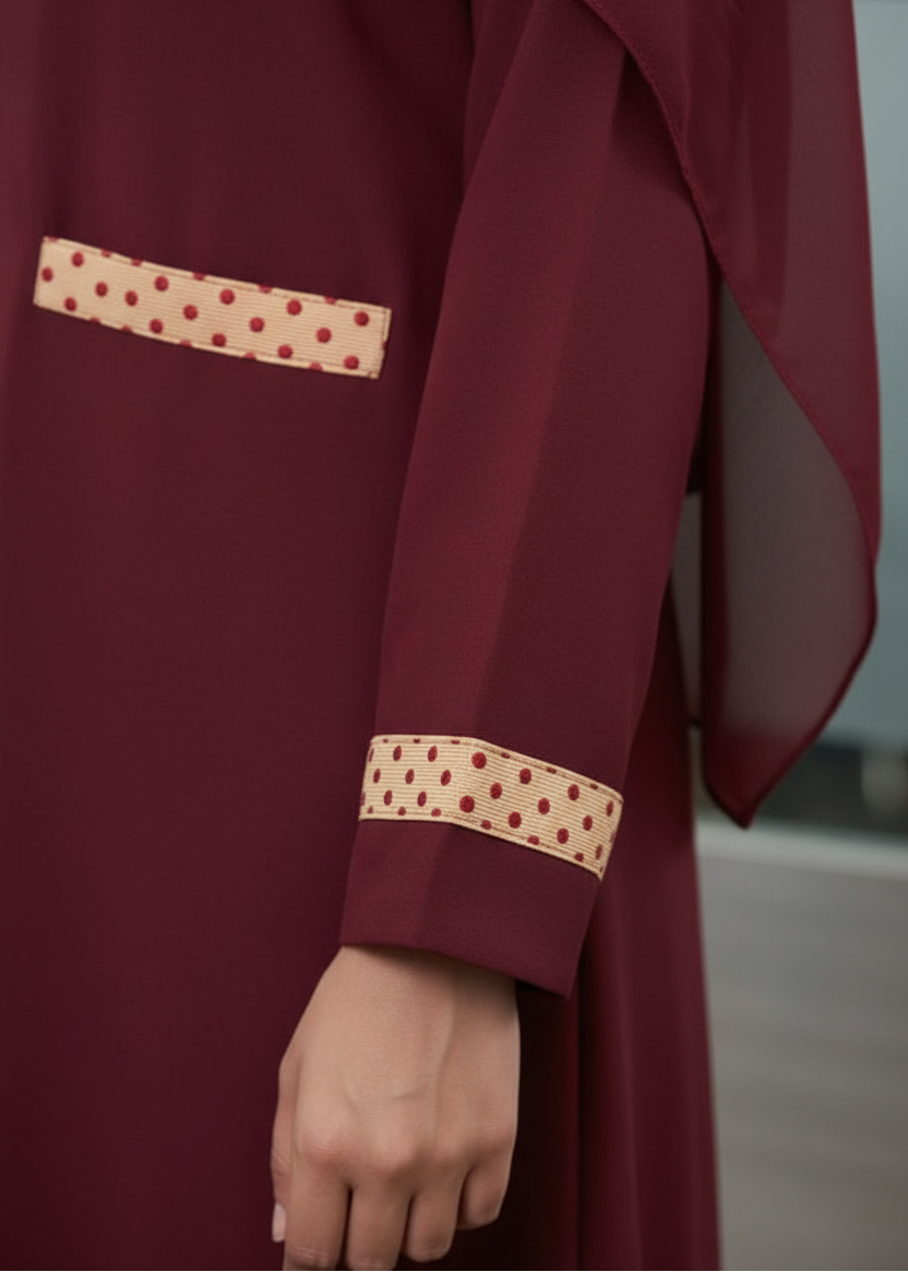 The Patterned Accent Maroon Abaya — My Link for ALL