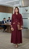 The Patterned Accent Maroon Abaya