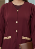 The Patterned Accent Maroon Abaya — My Link for ALL