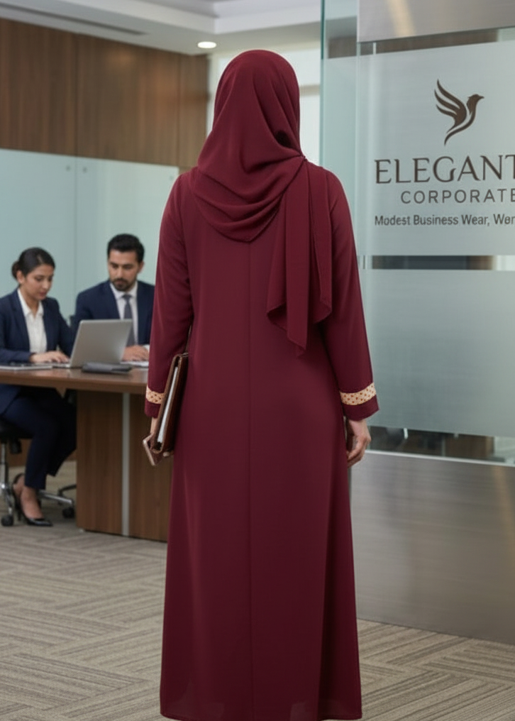 The Patterned Accent Maroon Abaya — My Link for ALL
