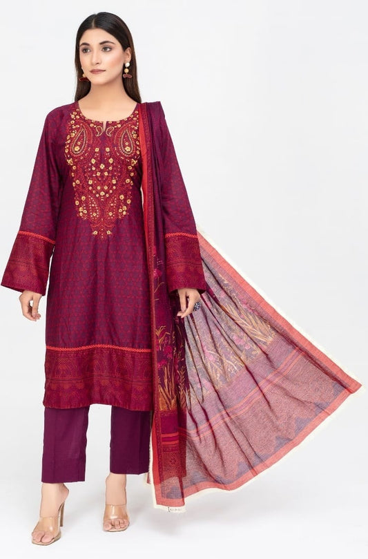 Ensemble Traditionnel Imprimé Rouge Grenat et Or