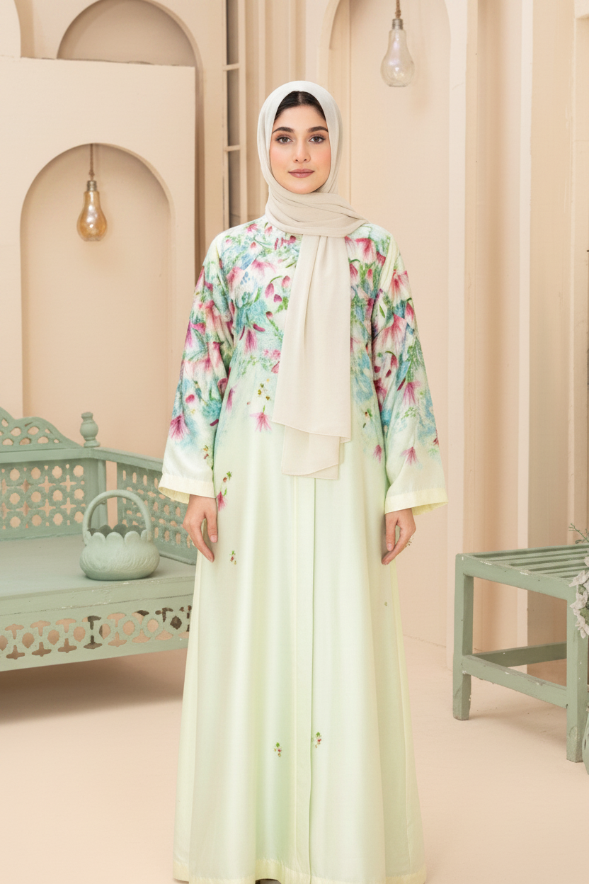 The Enchanted Floral Silk Abaya — My Link for ALL