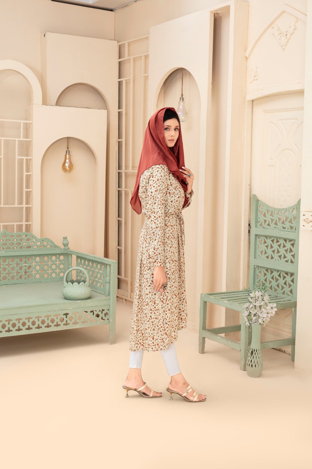 Floral Meadow Belted Modest Tunic burqa
