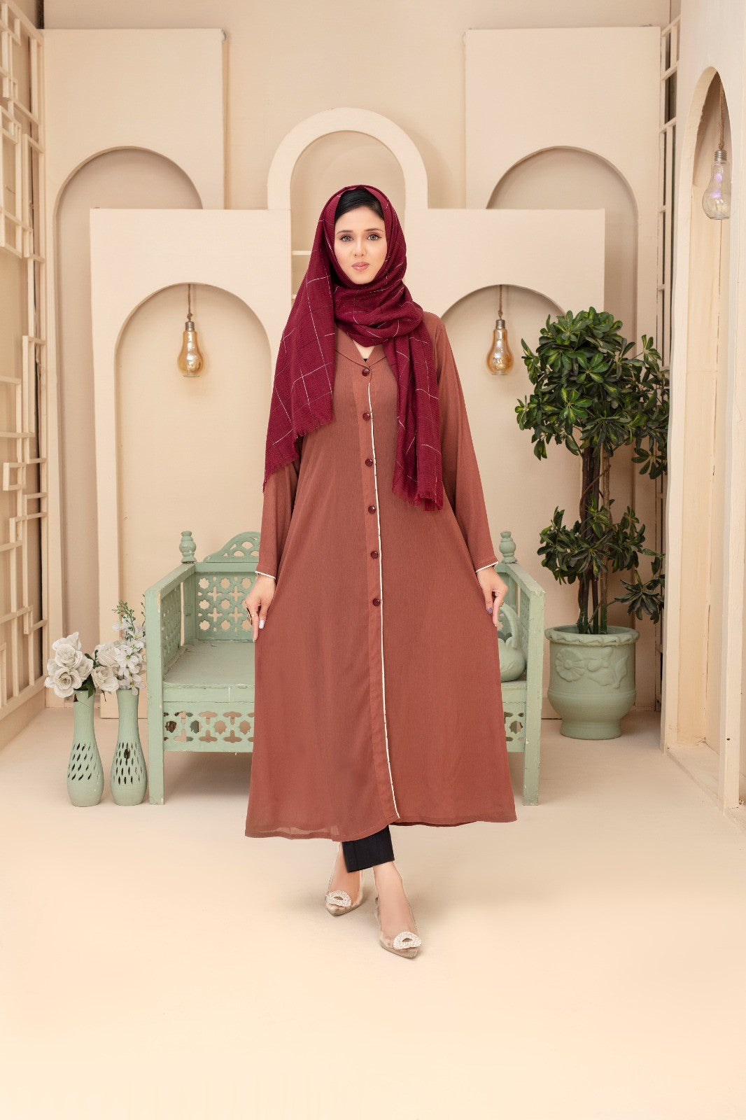 Rust Earth-Tone Tailored A-Line burqa