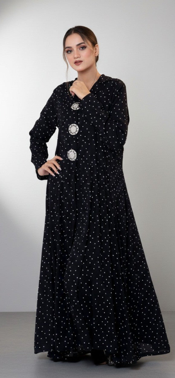 The Embellished Polka-Dot Evening Abaya