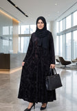 Elegant Midnight Black Floral Embossed Pulchi