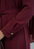 Burgundy Button-Down Belted Shirt Abaya — My Link for ALL