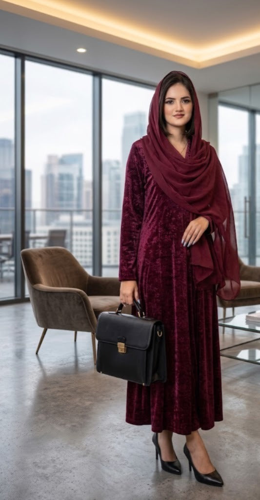 Sophisticated Burgundy Velvet Pulchi