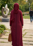 Sophisticated Maroon Abaya with Black Detailing — My Link for ALL
