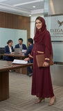 The Patterned Accent Maroon Abaya