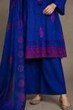 3 piece dark blue with embroided lawn suit